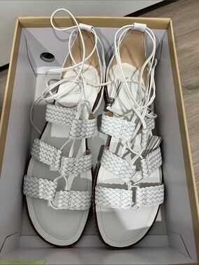 MICHAEL Michael Kors White Braided Lace-Up Gladiator Sandals Size‎ 11